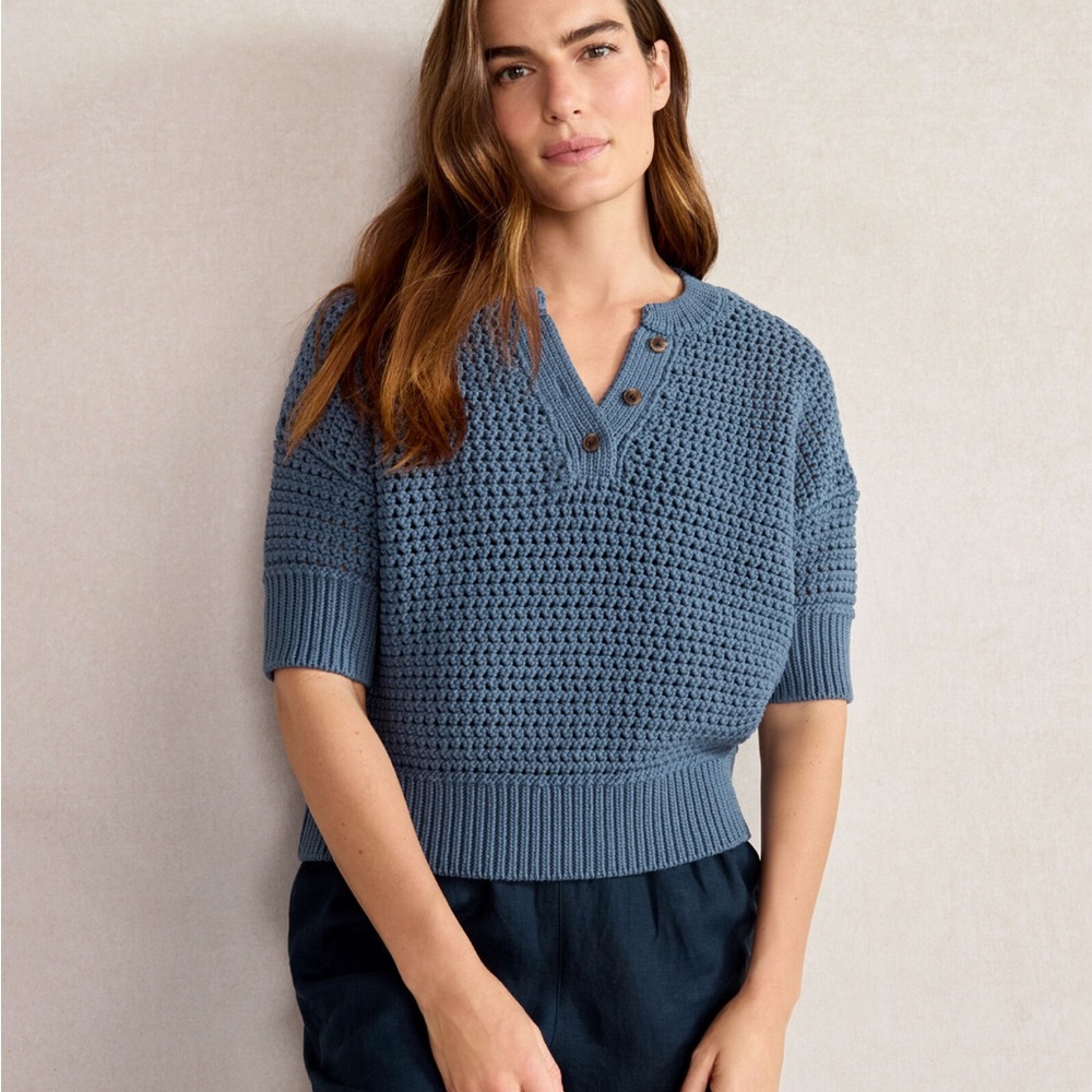 NEW Haven Well Within Knot Stitch Henley Dusty Blue Small